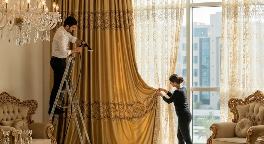 تفصيل ستائر فخمة بالكويت لمجالس راقية